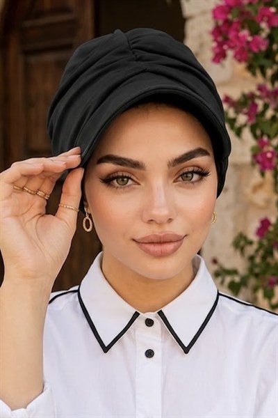 Siyah Tesettür Şapka Bone