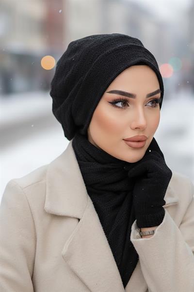 Siyah Triko Tesettür Bere Ve Etol Takım