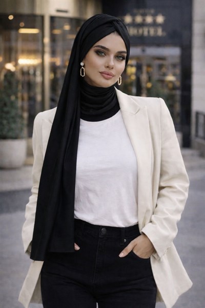 Siyah Yazlık Hazır Burgu Hazır Şal