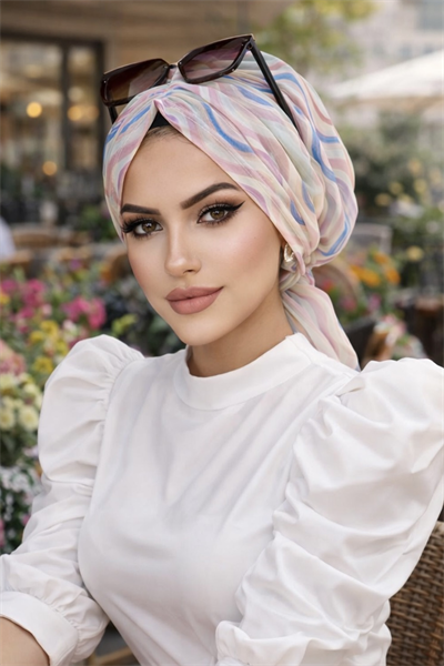 Soft Renkler Geometrik Desen Tül Tokalı Bone