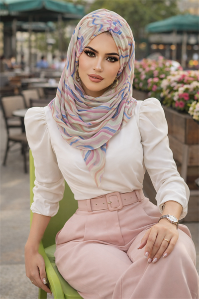 Soft Tonlamalı Geometrik Desen Hazır Şal