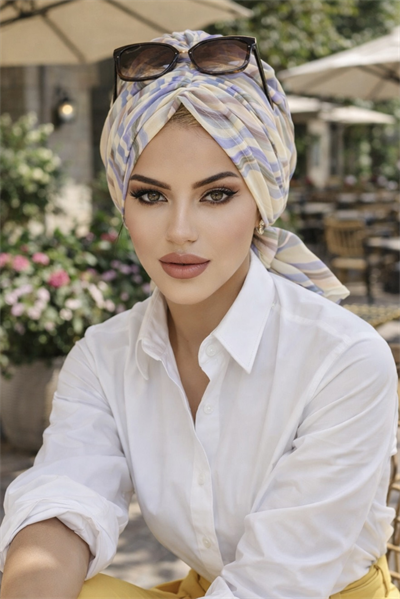 Soft Tonlamalı Geometrik Desen Tül Tokalı Bone