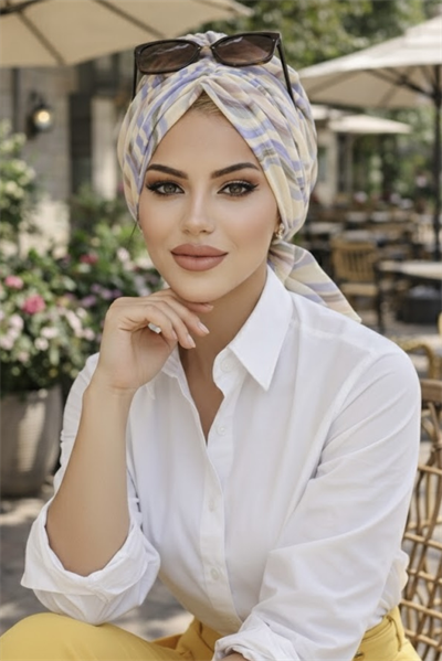 Soft Tonlamalı Geometrik Desen Tül Tokalı Bone