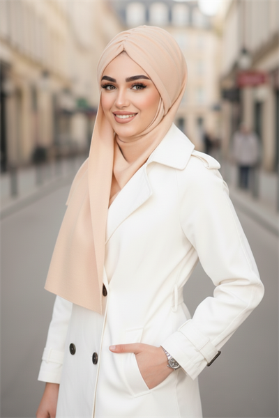 Somon Nude Serisi Kelebek Model Büzgülü Bone Şal