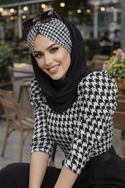 Syah Kazayağı Kışlık Hazır Şal