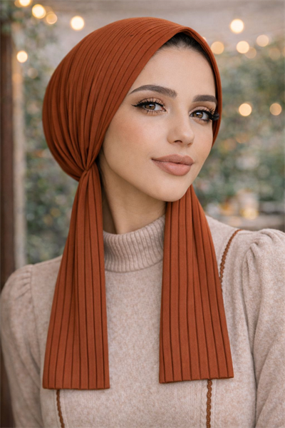 Taba Çizgili Eşarp Bone