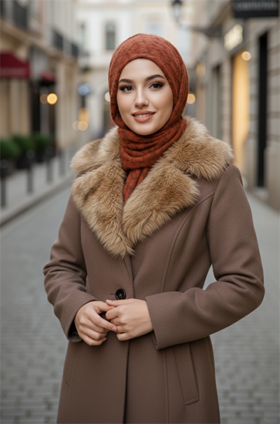 Taba Desenli Yumoş Kelebek Bone Şal