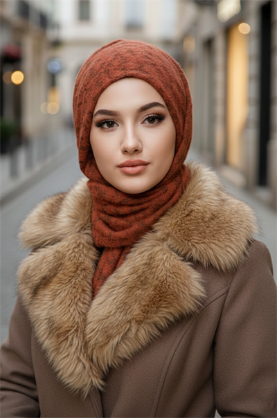 Taba Desenli Yumoş Kelebek Bone Şal