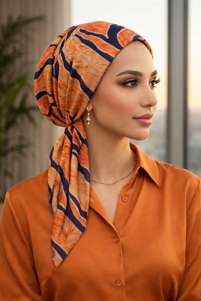 Taba Siyah Desen Eşarp Bone