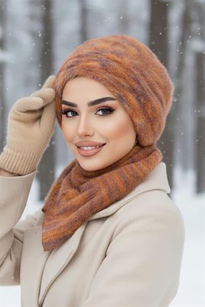 Taba Tonlu Yumoş Tesettür Bere Ve Etol Takım