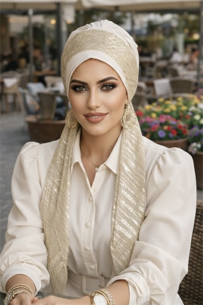 Taş Dore Desen Fularlı Bone