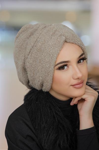 Taş Işıltılı Kışlık Büzgülü Bone