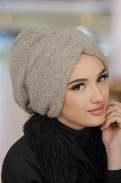 Taş Işıltılı Kışlık Büzgülü Bone