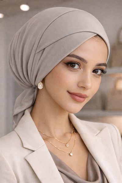 Taş Rengi Çapraz Bone / Deniz - Havuz Bonesi