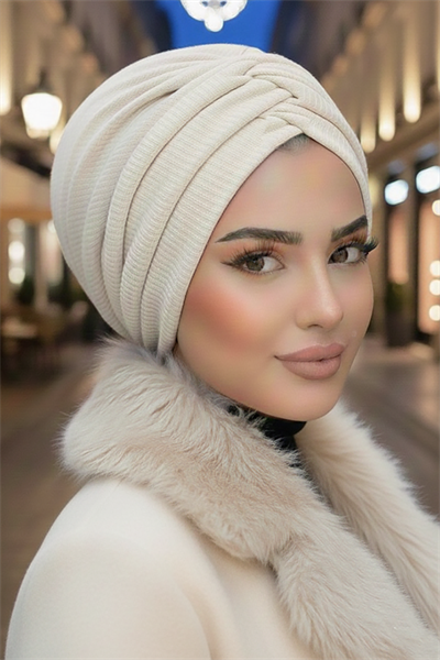 Taş Rengi Kışlık Büzgülü Bone