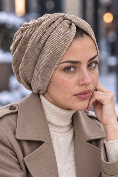 Taş Rengi Triko Burgu Bone
