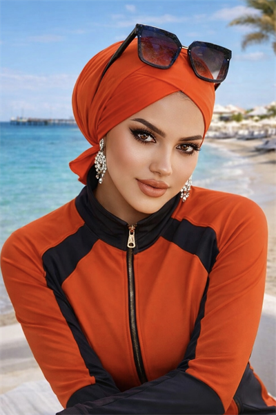 Turuncu Çapraz Bone - Deniz - Havuz Bonesi