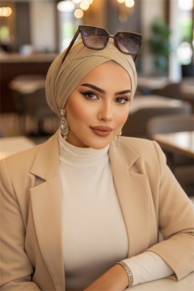 Vizon Bej Işıltılı Çapraz Bantlı Bone