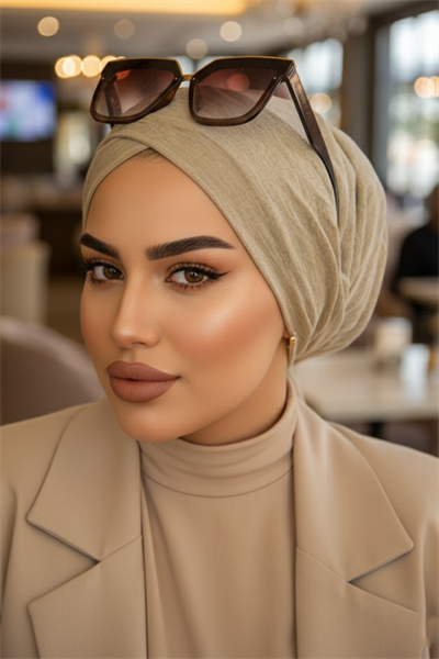 Vizon Bej Işıltılı Çapraz Bantlı Bone