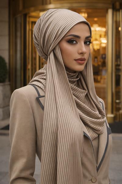 Vizon Çizgili Bandana Bone Şal