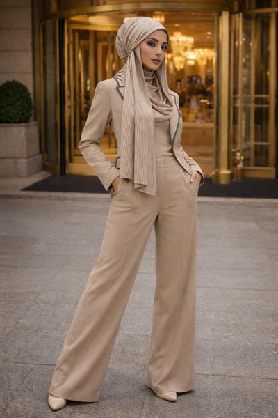 Vizon Çizgili Bandana Bone Şal