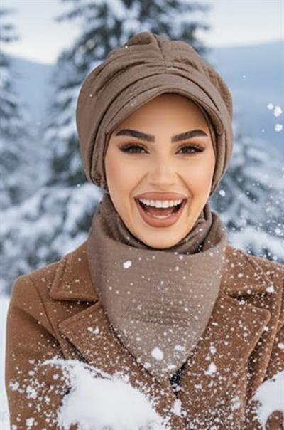 Vizon Kapitone Büzgülü Tesettür Şapka