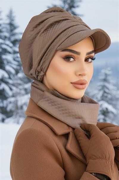 Vizon Kapitone Büzgülü Tesettür Şapka