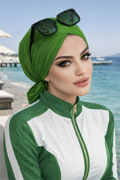 Yeşil Çapraz Bone / Deniz - Havuz Bonesi