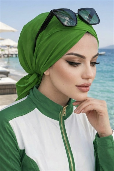 Yeşil Çapraz Bone / Deniz - Havuz Bonesi