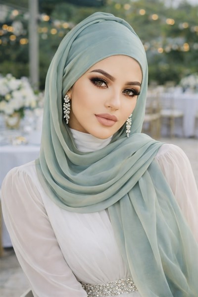 Yeşil Gold Janjan Şifon Abiye Şal