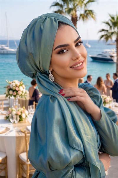 Yeşil Gold Janjan Şifon Tokalı Bone