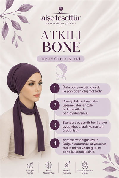 Siyah Fitilli Işıltılı Atkılı Bone