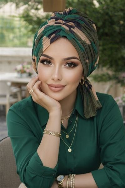 Zümrüt Kamuflaj Piliseli Tokalı Bone