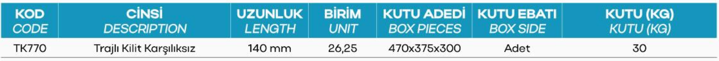 Trajlı Kilit Karşılıksız ( Oval Silindirli )