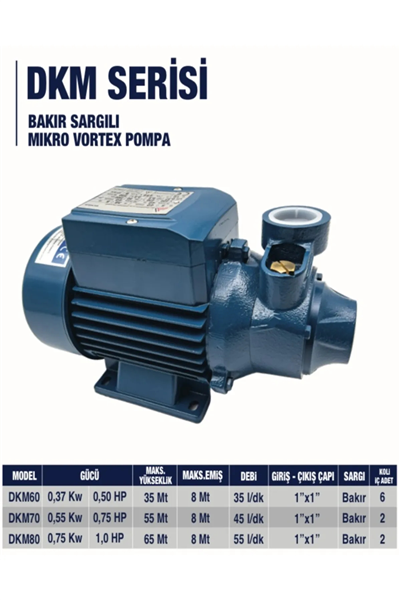Dkm80 1 Hp 6.5 Bar 220v Bronz Sürtme Fanlı Su Pompası - Tam Bakır Sargılı Motor