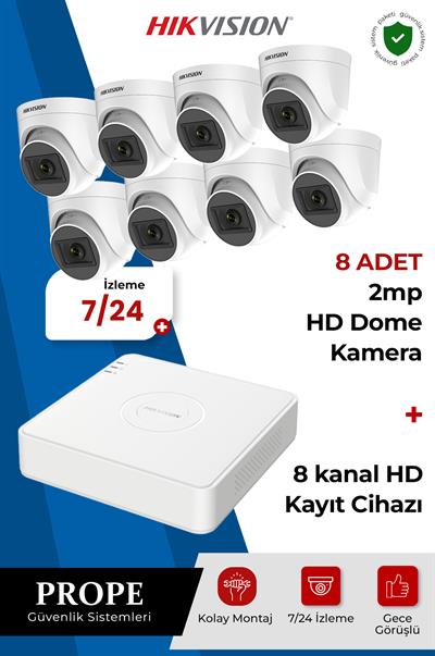 HIKVISION DS-2CE76D0T 8 Kameralı Hd Sistem Paketi