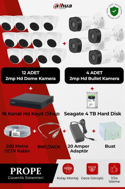 DAHUA PG-DH16C00001HD-FL16ST 16Kameralı Hd Full Sistem Paketi