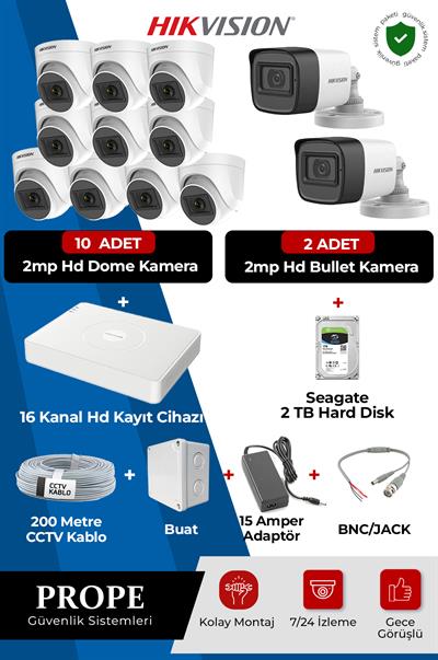 HIKVISION DS-2CE16D0T 12 Kameralı Full Hd Sistem Paketi