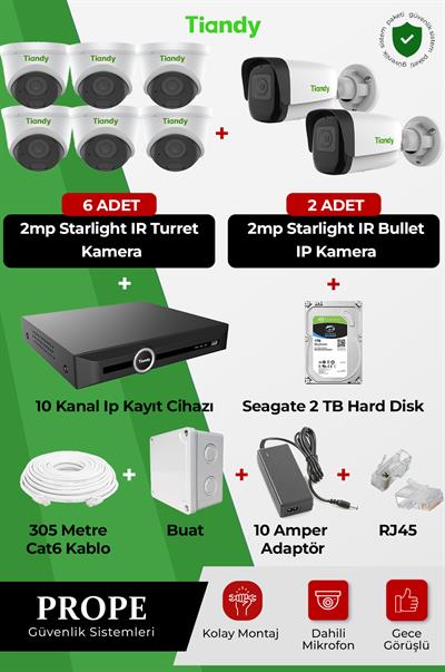 TIANDY PGI00008C01IP-FS-TIA08ST 8 Kameralı Ip Full Sistem Paketi