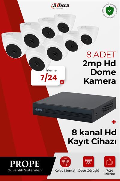 DAHUA PG-DH8C00001HD-08ST 8 Kameralı Hd Sistem Paketi