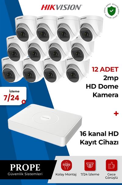 HIKVISION DS-2CE76D0T 12 Kameralı Hd Sistem Paketi