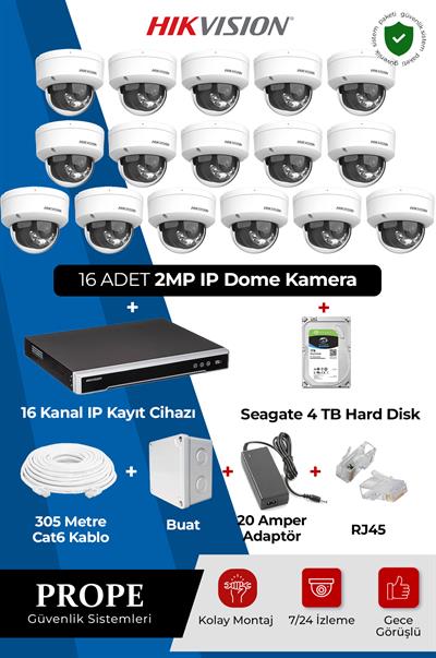 HIKVISION DS-2CD1121G2-LIUF 16 Kameralı Dome Full Ip Sistem Paketi 