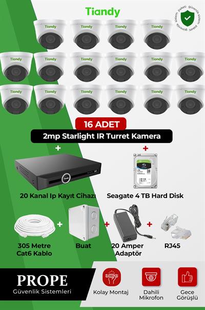 TIANDY PGI00016C01IP-DM-TIA16ST16  16 Kameralı Dome Full Sistem Paketi