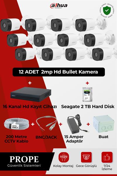 DAHUA PG-DH12C00001HD-B12ST 12 Kameralı Hd Bullet Full Sistem Paketi