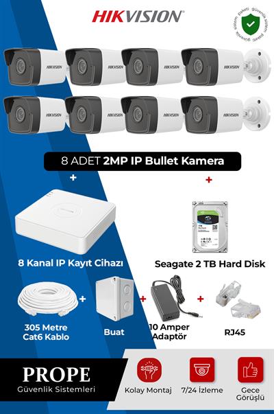 HIKVISION DS-2CD1023G0-IUF 8 Kameralı Bullet Ip Full Sistem Paketi