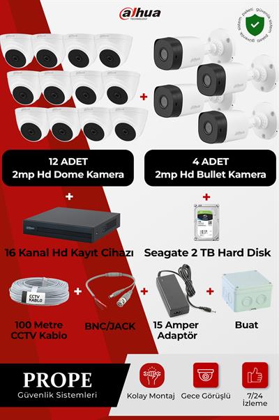 DAHUA PG-DH16C00001HD-FL216ST 16 Kameralı Hd Full Sistem Paketi