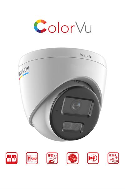 HIKVISION DS-2CD1327G2H-LIUF, 2Mpix, 2.8mm Lens, Dahili Mikrofon, Dome IP Kamera