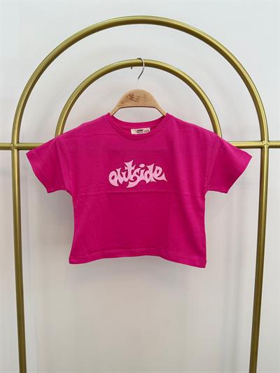 CK500442 BASKILI KIZ ÇOCUK T-SHIRT PEMBE 