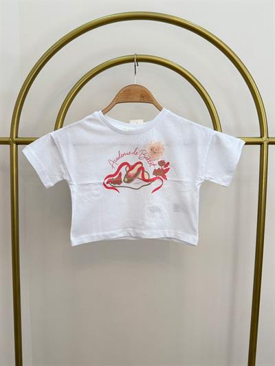 CK500477 BASKILI KIZ ÇOCUK T-SHIRT BEYAZ 