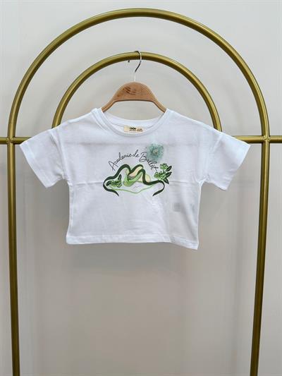 CK500477 BASKILI KIZ ÇOCUK T-SHIRT BEYAZ 